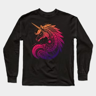 Ethereal Tribal Unicorn: Blending Mythology with Modern Styling Long Sleeve T-Shirt